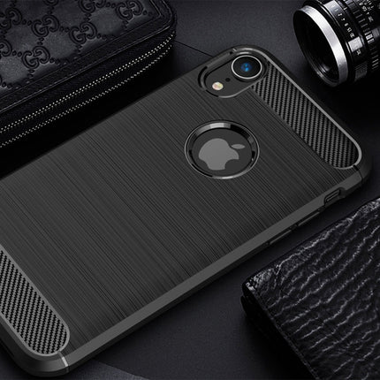 Funda protectora trasera de TPU a prueba de golpes con textura cepillada de fibra de carbono para iPhone XR, para iPhone XR, para XR