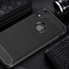 For iPhone XR Brushed Texture Carbon Fiber Shockproof TPU Protective Back Case, For iPhone XR, For XR