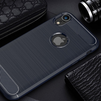 Für iPhone XR, gebürstete Textur, Kohlefaser, stoßfeste TPU-Schutzhülle, für iPhone XR, für XR
