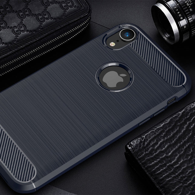 Für iPhone XR, gebürstete Textur, Kohlefaser, stoßfeste TPU-Schutzhülle, für iPhone XR, für XR