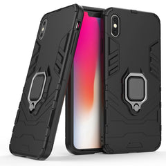 For iPhone XS Max PC + TPU Shockproof Protective Case with Magnetic Ring Holder, For XS Max