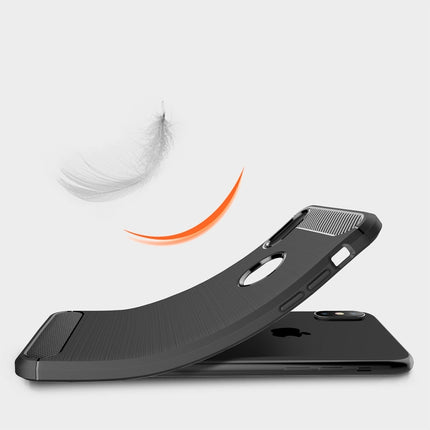 For iPhone XS Max Brushed Texture Carbon Fiber Shockproof TPU Protective Back Case, For iPhone XS Max