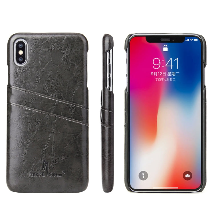 For iPhone XS Max Fierre Shann Retro Oil Wax Texture PU Leather Case with Card Slots, iPhone XS Max