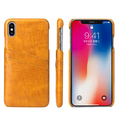 For iPhone XS Max Fierre Shann Retro Oil Wax Texture PU Leather Case with Card Slots, iPhone XS Max