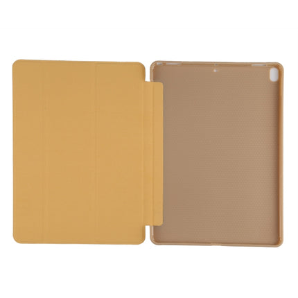 PU Plastic Bottom Case Foldable Deformation Left and Right Flip Leather Case with Three Fold Bracket & Smart Sleep for iPad Air3 2019
