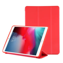 PU Plastic Bottom Case Foldable Deformation Left and Right Flip Leather Case with Three Fold Bracket & Smart Sleep for iPad Air3 2019