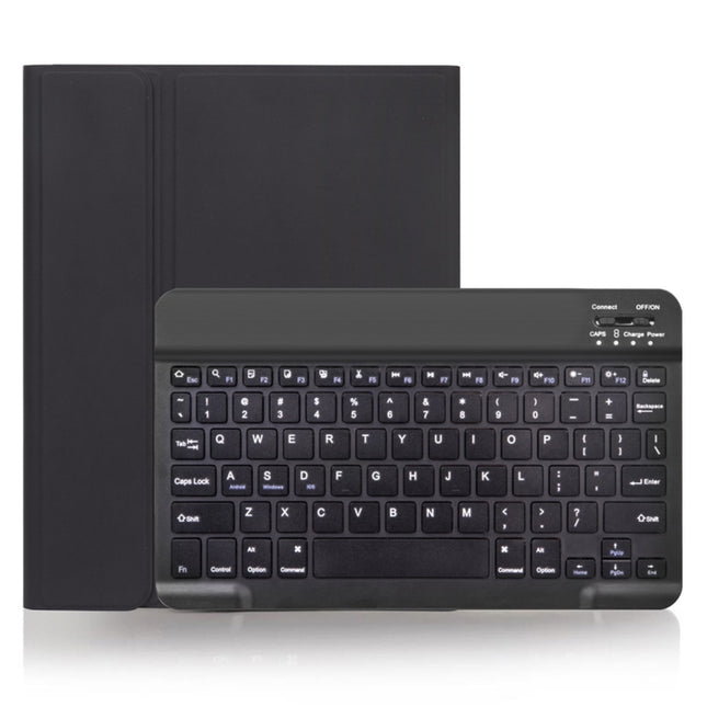 X-11B Skin Plain Texture Detachable Bluetooth Keyboard Tablet Case for iPad Pro 11 inch 2020 / 2018, with Pen Slot, Black Keyboard