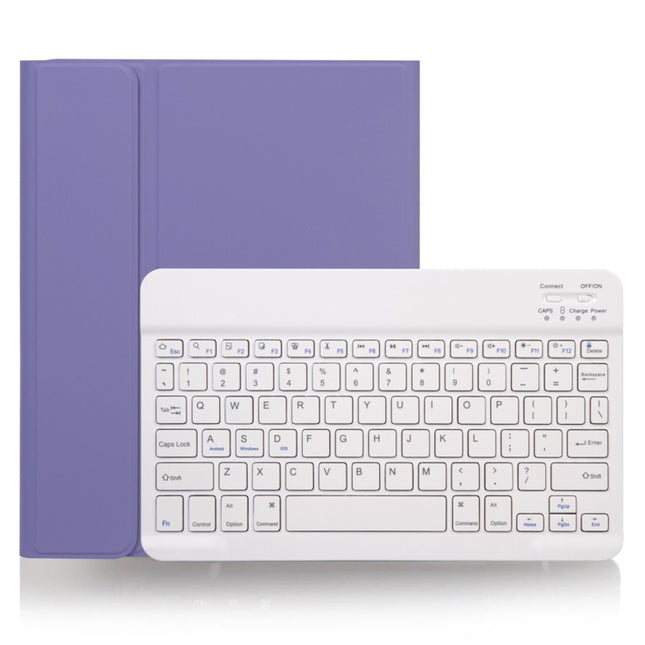 X-11B Skin Plain Texture Detachable Bluetooth Keyboard Tablet Case for iPad Pro 11 inch 2020 / 2018, with Pen Slot, White Keyboard