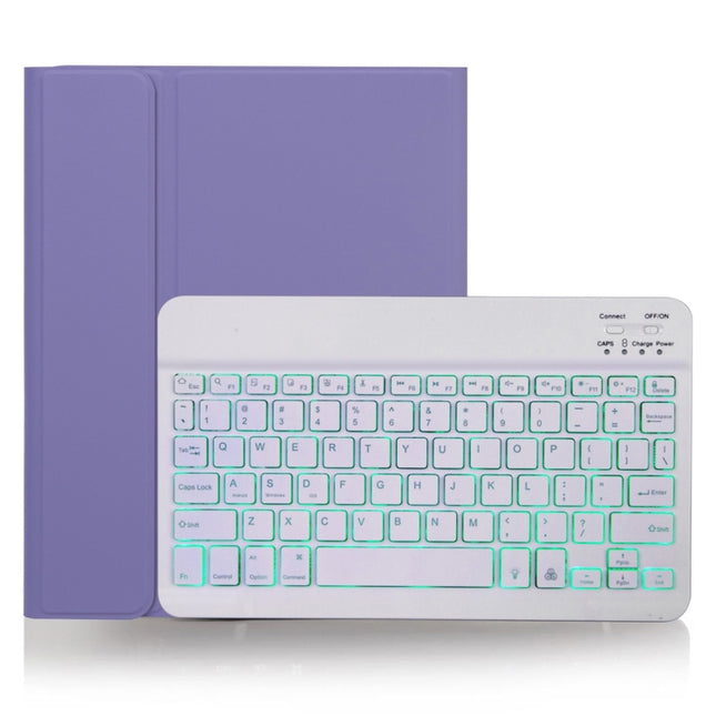 X-11BS Skin Plain Texture Detachable Bluetooth Keyboard Tablet Case for iPad Pro 11 inch 2020 / 2018, with Pen Slot & Backlight, White Keyboard