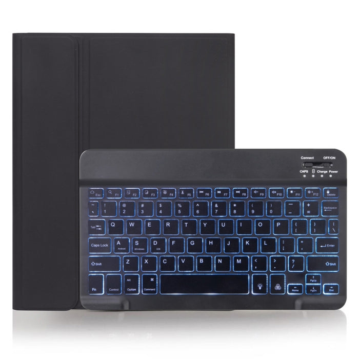 X-11BS Skin Plain Texture Detachable Bluetooth Keyboard Tablet Case for iPad Pro 11 inch 2020 / 2018, with Pen Slot & Backlight, Black Keyboard