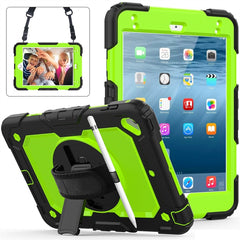 Shockproof Black Silica Gel + Colorful PC Protective Case for iPad Mini 2019 / Mini 4, with Holder & Shoulder Strap & Hand Strap & Pen Slot, iPad Mini 2019 / Mini 4