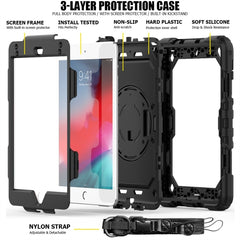 Shockproof Colorful Silica Gel + PC Protective Case for iPad Mini 2019 / Mini 4, with Holder & Shoulder Strap & Hand Strap & Pen Slot, For iPad Mini 2019 / Mini 4