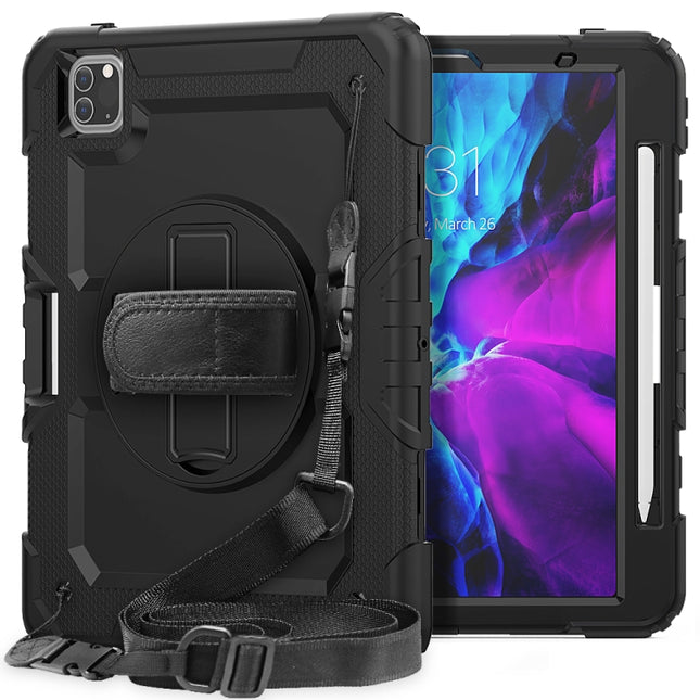 Para iPad Pro de 11 pulgadas (2018) / Pro de 11 pulgadas (2020) Funda protectora de gel de sílice + PC a prueba de golpes con soporte, correa para el hombro, correa para la mano y ranura para bolígrafo, para iPad Pro de 11 pulgadas (2018)