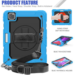 For iPad Pro 11 inch (2018) / Pro 11 inch (2020) Shockproof Colorful Silica Gel + PC Protective Tablet Case with Holder & Shoulder Strap & Hand Strap & Pen Slot, For iPad Pro 11 inch (2018)