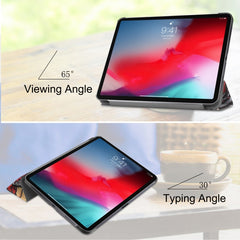 Horizontal Flip Graffiti Pattern Colored Painted Leather Case for iPad Pro 11 inch (2018), with Three-folding Holder & Wake-up / Sleep Function, For iPad Pro 11 inch (2018)