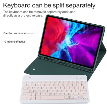TG11B Detachable Bluetooth Pink Keyboard + Microfiber Leather Tablet Case for iPad Pro 11 inch (2020), with Pen Slot & Holder, Pink Keyboard