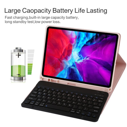 TG11B Detachable Bluetooth Black Keyboard + Microfiber Leather Tablet Case for iPad Pro 11 inch (2020), with Pen Slot & Holder, Black Keyboard