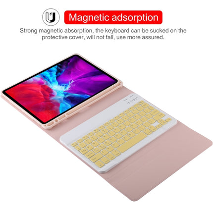 TG11B Detachable Bluetooth Yellow Keyboard + Microfiber Leather Tablet Case for iPad Pro 11 inch (2020), with Pen Slot & Holder, Yellow Keyboard