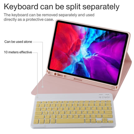 TG11B Detachable Bluetooth Yellow Keyboard + Microfiber Leather Tablet Case for iPad Pro 11 inch (2020), with Pen Slot & Holder, Yellow Keyboard