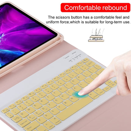TG11B Detachable Bluetooth Yellow Keyboard + Microfiber Leather Tablet Case for iPad Pro 11 inch (2020), with Pen Slot & Holder, Yellow Keyboard