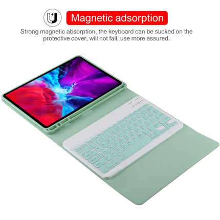 TG11B Detachable Bluetooth Green Keyboard + Microfiber Leather Tablet Case for iPad Pro 11 inch (2020), with Pen Slot & Holder, Green Keyboard