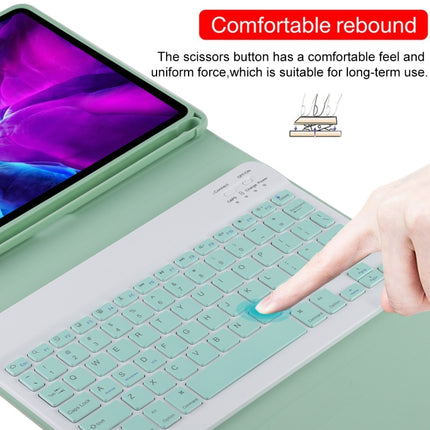 TG11B Detachable Bluetooth Green Keyboard + Microfiber Leather Tablet Case for iPad Pro 11 inch (2020), with Pen Slot & Holder, Green Keyboard