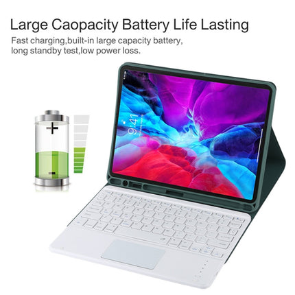 TG11BC Detachable Bluetooth White Keyboard Microfiber Leather Tablet Case for iPad Pro 11 inch (2020), with Touchpad & Pen Slot & Holder, White Keyboard