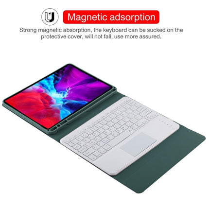 TG11BC Detachable Bluetooth White Keyboard Microfiber Leather Tablet Case for iPad Pro 11 inch (2020), with Touchpad & Pen Slot & Holder, White Keyboard