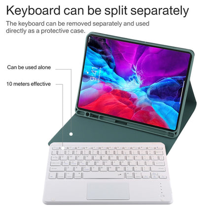 TG11BC Detachable Bluetooth White Keyboard Microfiber Leather Tablet Case for iPad Pro 11 inch (2020), with Touchpad & Pen Slot & Holder, White Keyboard