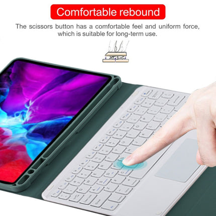 TG11BC Detachable Bluetooth White Keyboard Microfiber Leather Tablet Case for iPad Pro 11 inch (2020), with Touchpad & Pen Slot & Holder, White Keyboard
