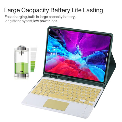 TG11BC Detachable Bluetooth Yellow Keyboard Microfiber Leather Tablet Case for iPad Pro 11 inch (2020), with Touchpad & Pen Slot & Holder, Yellow Keyboard