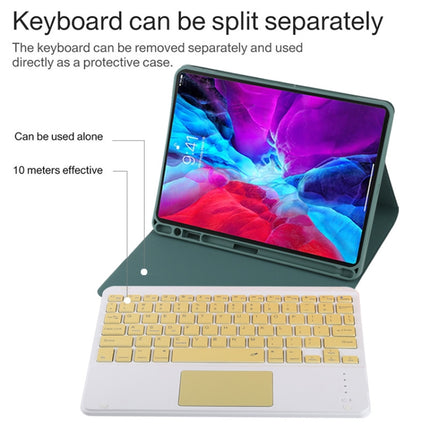 TG11BC Detachable Bluetooth Yellow Keyboard Microfiber Leather Tablet Case for iPad Pro 11 inch (2020), with Touchpad & Pen Slot & Holder, Yellow Keyboard