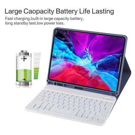 TG11BS Detachable Bluetooth White Keyboard Microfiber Leather Tablet Case for iPad Pro 11 inch (2020), with Backlight & Pen Slot & Holder, White Keyboard