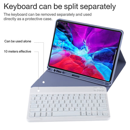 TG11BS Detachable Bluetooth White Keyboard Microfiber Leather Tablet Case for iPad Pro 11 inch (2020), with Backlight & Pen Slot & Holder, White Keyboard