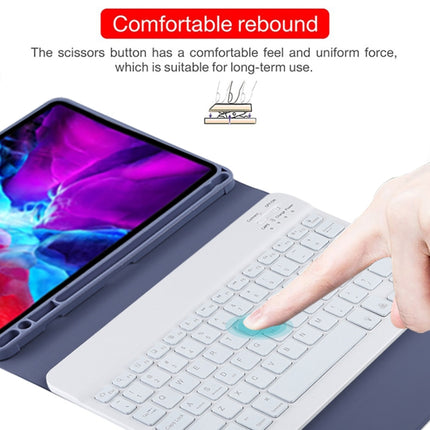 TG11BS Detachable Bluetooth White Keyboard Microfiber Leather Tablet Case for iPad Pro 11 inch (2020), with Backlight & Pen Slot & Holder, White Keyboard