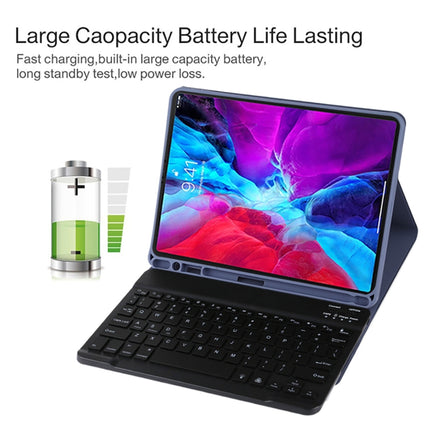 TG11BS Detachable Bluetooth Black Keyboard + Microfiber Leather Tablet Case for iPad Pro 11 inch (2020), with Backlight & Pen Slot & Holder, Black Keyboard