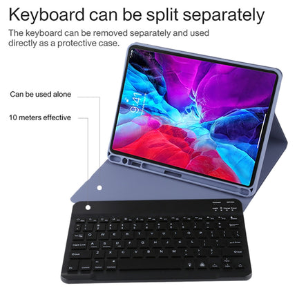 TG11BS Detachable Bluetooth Black Keyboard + Microfiber Leather Tablet Case for iPad Pro 11 inch (2020), with Backlight & Pen Slot & Holder, Black Keyboard