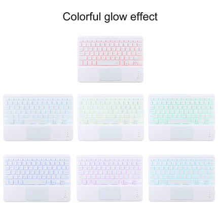 TG-102BCS Detachable Bluetooth White Keyboard + Microfiber Leather Tablet Case for iPad 10.2 inch / iPad Air (2019), with Touch Pad & Backlight & Pen Slot & Holder, White Keyboard