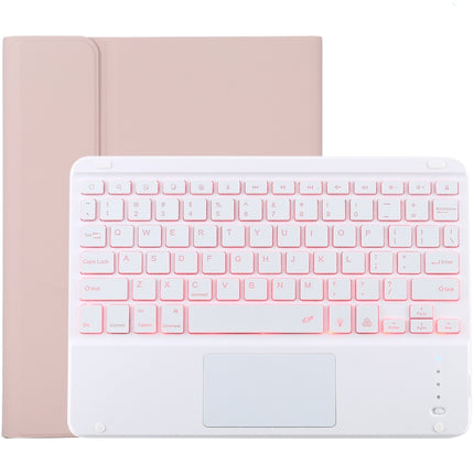 TG-102BCS Detachable Bluetooth White Keyboard + Microfiber Leather Tablet Case for iPad 10.2 inch / iPad Air (2019), with Touch Pad & Backlight & Pen Slot & Holder, White Keyboard