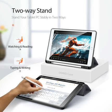Für iPad 10.2 DUX DUCIS Domo Series Horizontal Flip Magnetische PU-Lederhülle mit dreifach klappbarem Halter &amp; Stiftschlitz &amp; Schlaf-/Weckfunktion, für iPad 10.2