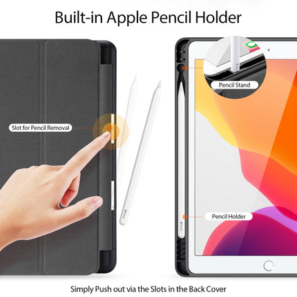 Für iPad 10.2 DUX DUCIS Domo Series Horizontal Flip Magnetische PU-Lederhülle mit dreifach klappbarem Halter &amp; Stiftschlitz &amp; Schlaf-/Weckfunktion, für iPad 10.2