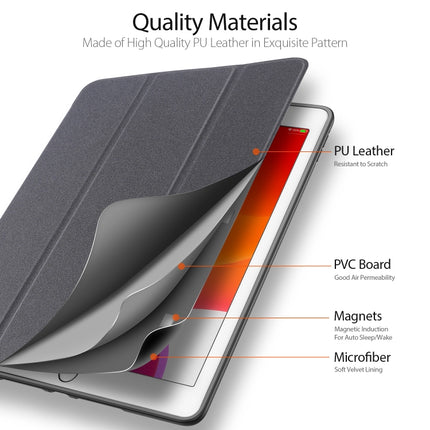 Für iPad 10.2 DUX DUCIS Domo Series Horizontal Flip Magnetische PU-Lederhülle mit dreifach klappbarem Halter &amp; Stiftschlitz &amp; Schlaf-/Weckfunktion, für iPad 10.2