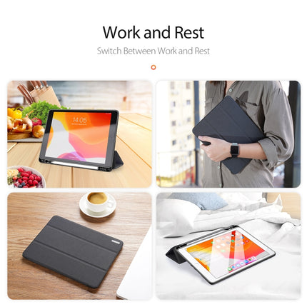 Für iPad 10.2 DUX DUCIS Domo Series Horizontal Flip Magnetische PU-Lederhülle mit dreifach klappbarem Halter &amp; Stiftschlitz &amp; Schlaf-/Weckfunktion, für iPad 10.2