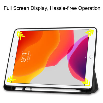 Für iPad 10.2 2021/2020/2019 Custer Texture Horizontal Flip Smart TPU Ledertasche mit Sleep/Wake-up-Funktion &amp; Dreifach klappbarer Halterung &amp; Stiftschlitz, für iPad 10.2