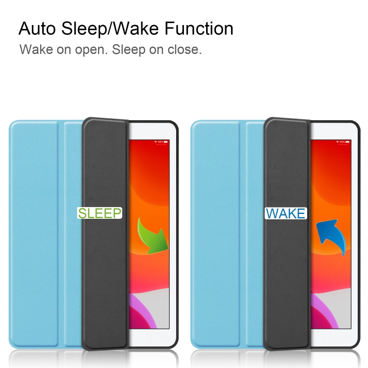 For iPad 10.2 2021 / 2020 / 2019 Custer Texture Horizontal Flip Smart TPU Leather Case with Sleep / Wake-up Function & Three-folding Holder & Pen Slot, For iPad 10.2