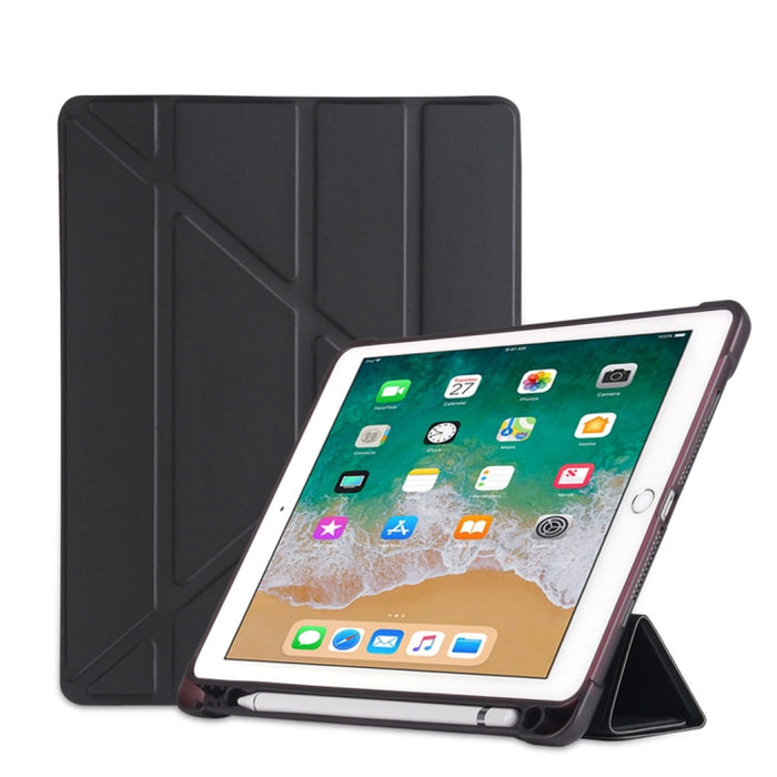 Mehrfach faltbare, stoßfeste TPU-Schutzhülle für iPad 9.7 (2018) / 9.7 (2017) / air / air2, mit Halterung und Stiftschlitz, iPad 9.7 (2018) / 9.7 (2017) / air / air2