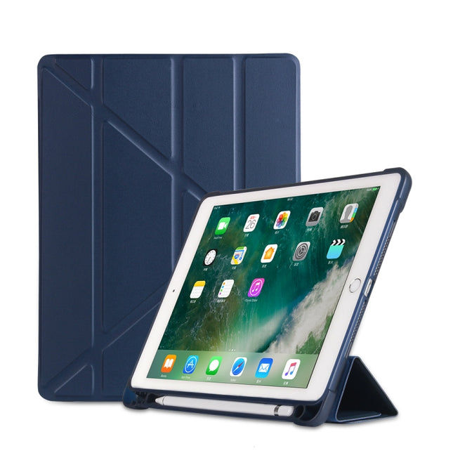 Multi-folding Shockproof TPU Protective Case for iPad 9.7 (2018) / 9.7 (2017) / air / air2, with Holder & Pen Slot