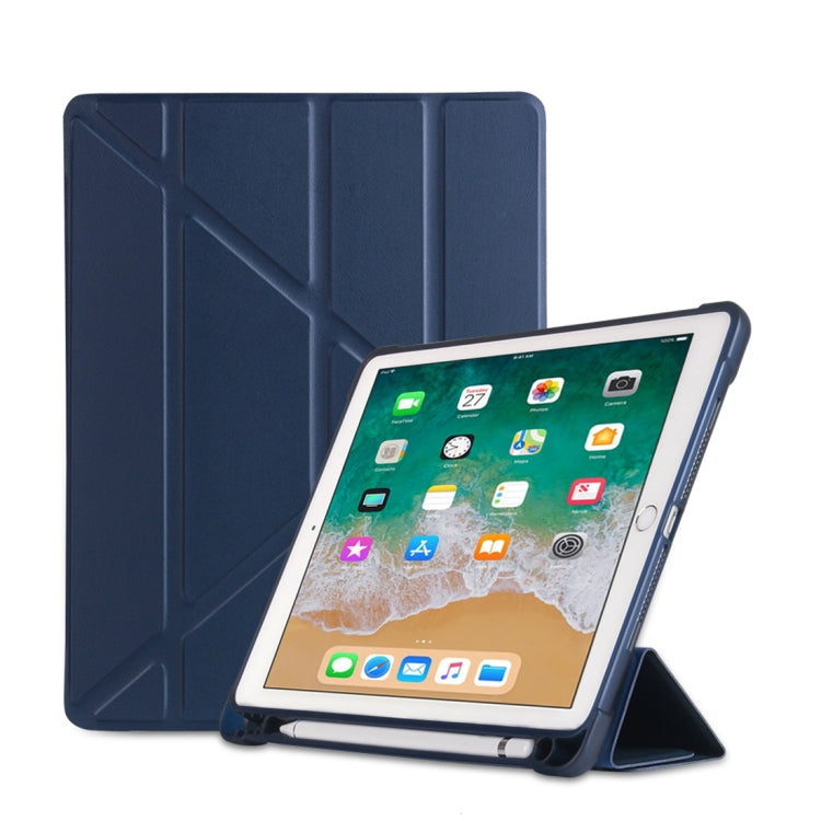 Mehrfach faltbare, stoßfeste TPU-Schutzhülle für iPad 9.7 (2018) / 9.7 (2017) / air / air2, mit Halterung und Stiftschlitz, iPad 9.7 (2018) / 9.7 (2017) / air / air2