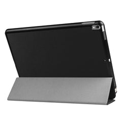 For iPad Pro 10.5 inch PU Litchi Texture 3-folding Smart Case Clear Back Cover with Holder