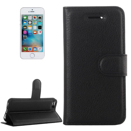 Para iPhone 5, 5s y SE, funda de cuero con tapa horizontal con textura de lichi, con soporte, ranuras para tarjetas y billetera, para iPhone 5, iPhone 5S y iPhone SE, para iPhone 5, 5S y SE
